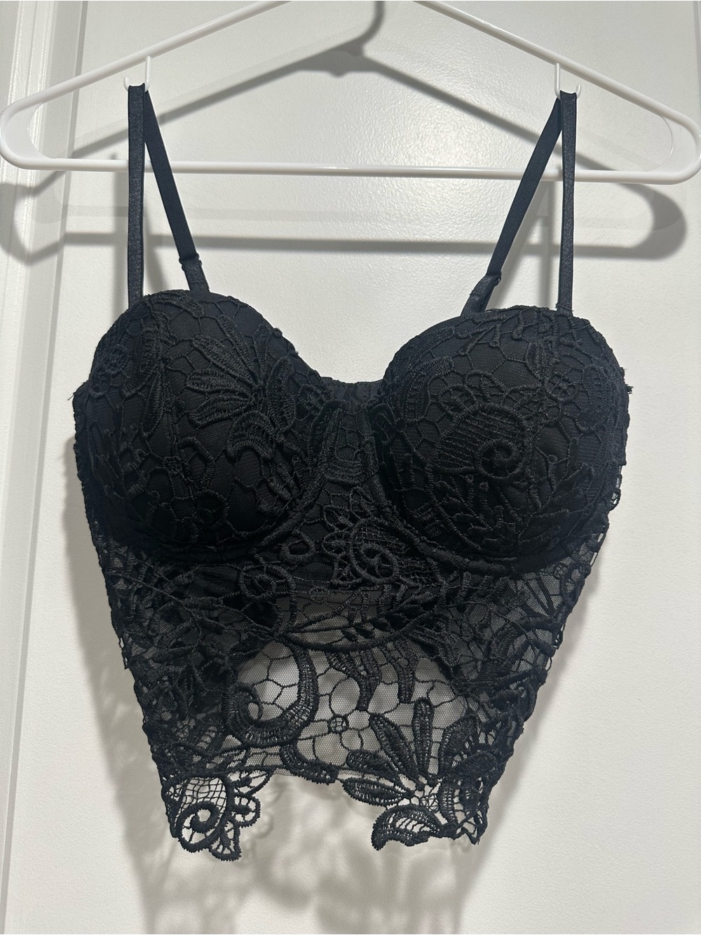 bebe Black Lace Longline Bustier Bra - Picture 4 of 8